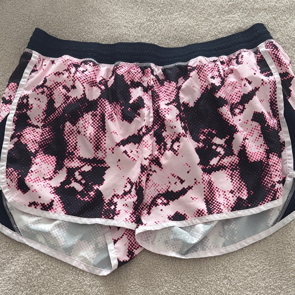 Pink and Navy Patterned Athletic Shorts